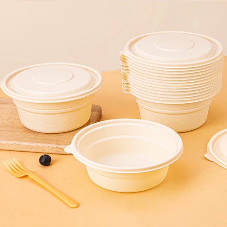 Eco Friendly Disposable Cornstarch Food Container Round Bowl With Lid ...