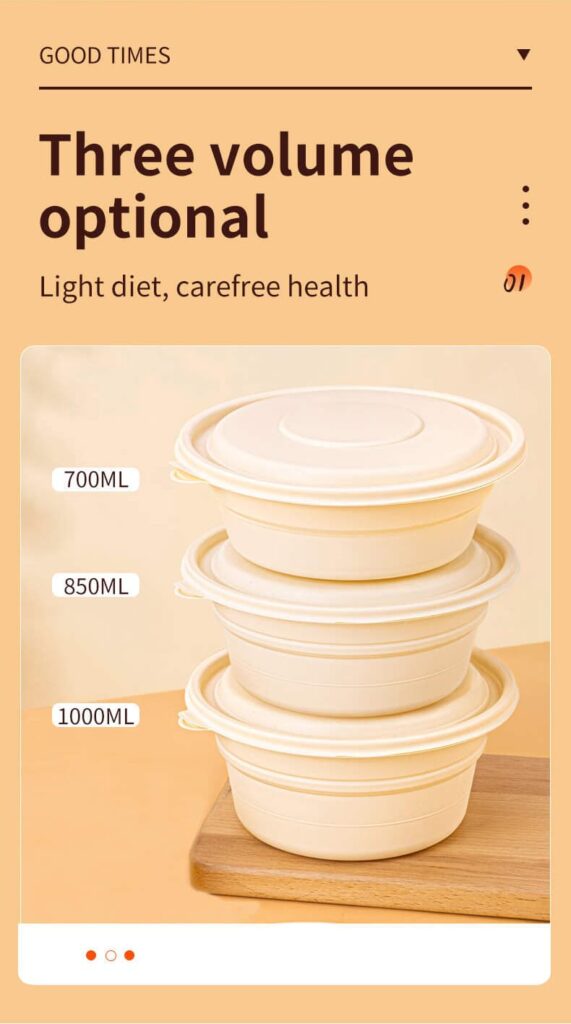 Eco Friendly Disposable Cornstarch Food Container Round Bowl With Lid ...